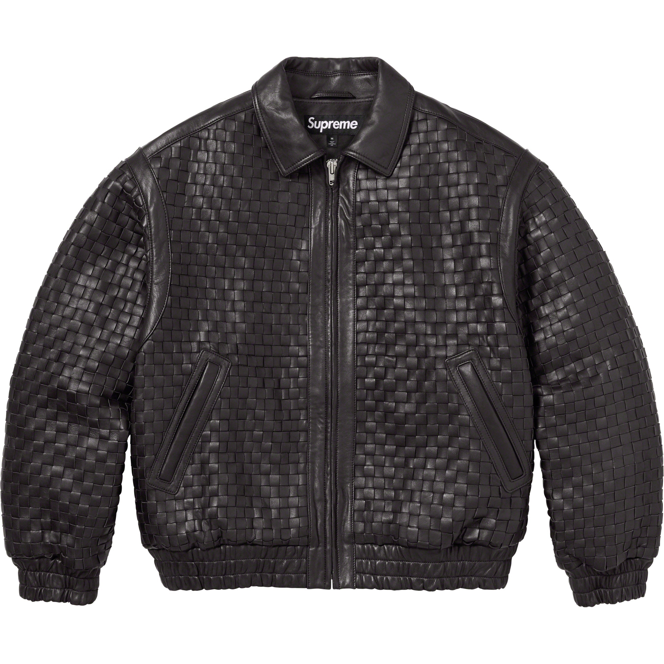Woven Leather Varsity Jacket view 4